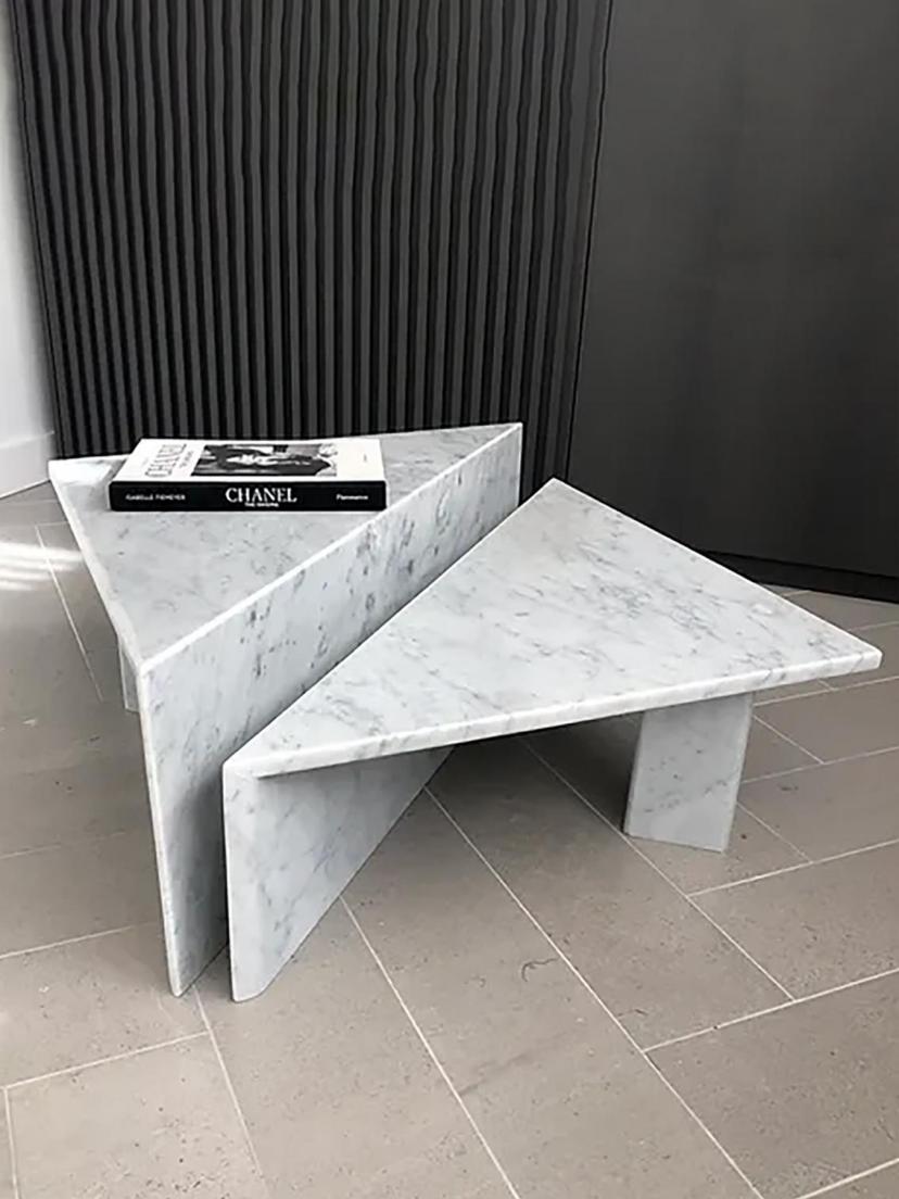 Tavolini salotto in Bianco Carrara - MOD. TRIANGLE