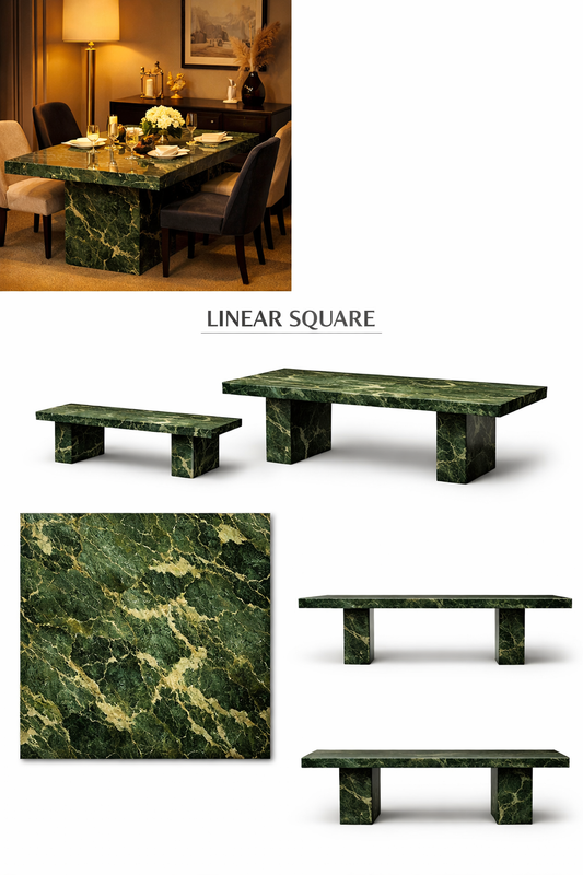 “LINEAR SQUARE” tavolo da pranzo VERDE KARZAI
