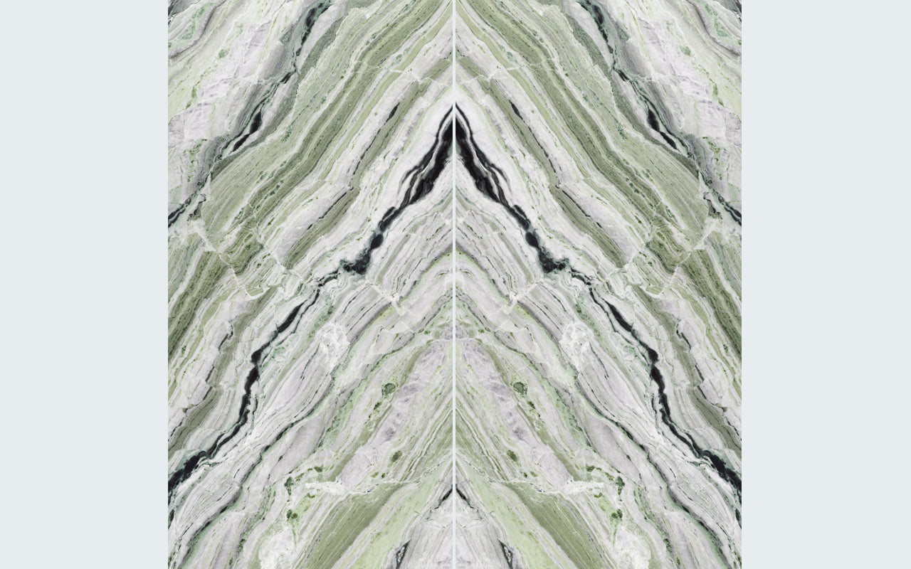 Piano tavolo in gres porcellanato effetto marmo verde jade