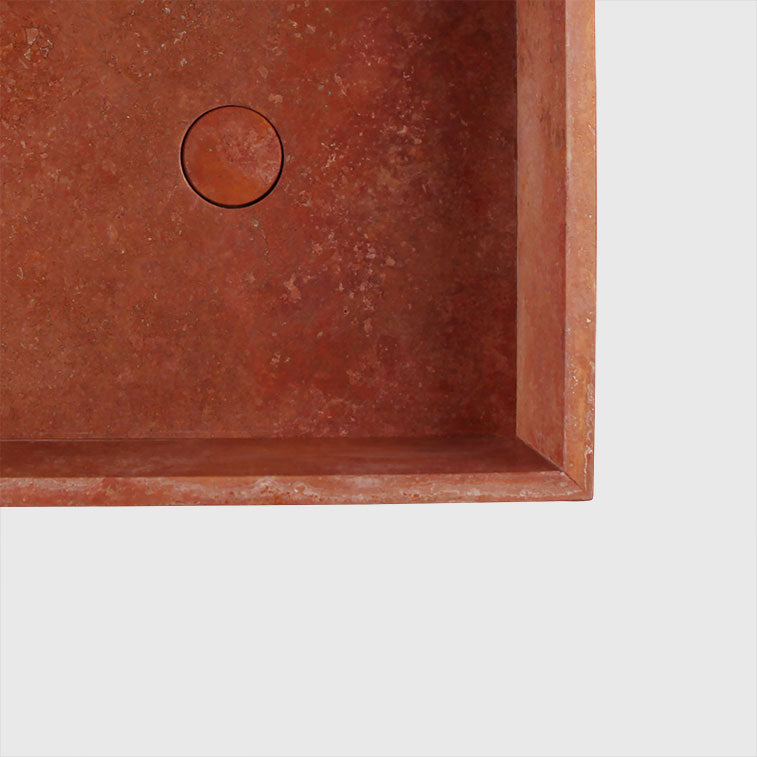 lavabo freestanding RETTANGOLARE in TRAVERTINO ROSSO