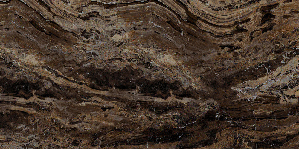 Piano tavolo in gres porcellanato effetto marmo emperador