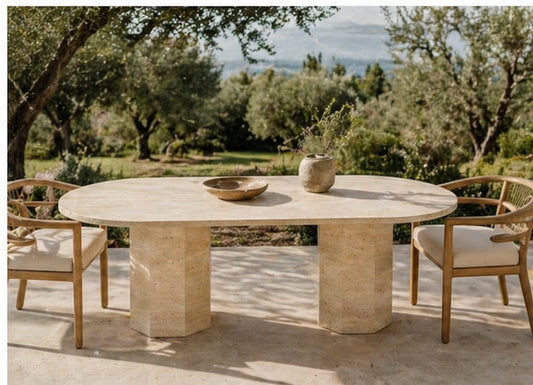 HEXA —  Tavolo in Travertino naturale